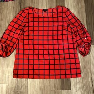The Limited Roll Tab Red and Navy Blue Checkered Blouse - Sz L